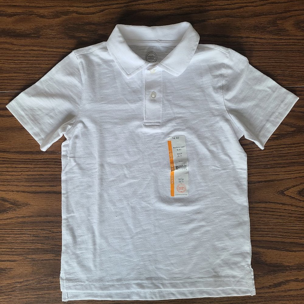 Boys White Short Sleeve Polo